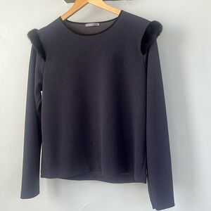 Faux Fur sleeve Zara long sleeve blouse